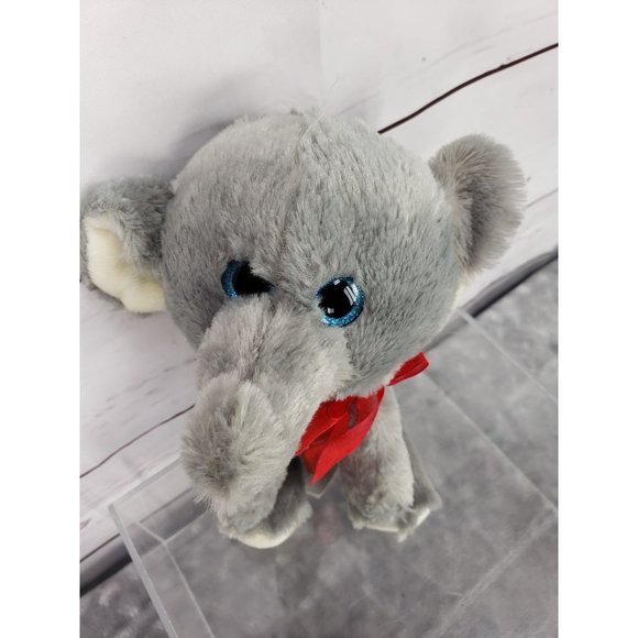 Hug Fun Jungle Elephant 272376 Gray with Red Bow Blue Glitter Eyes plush stuffed - Picture 7 of 11